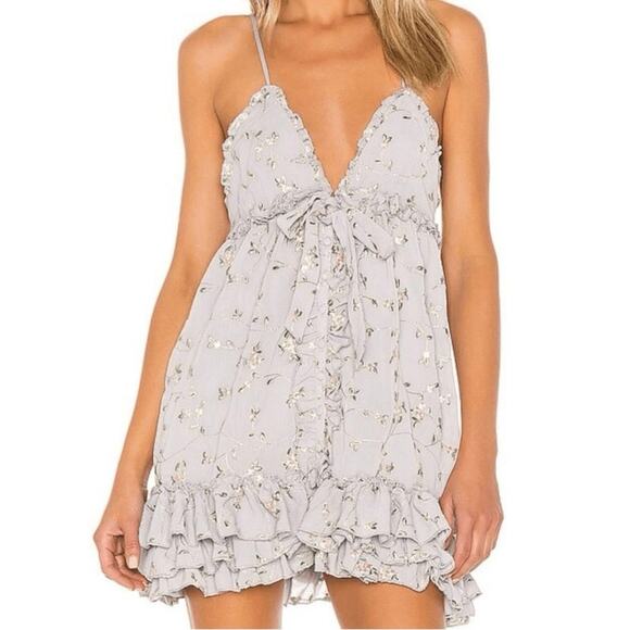 NWOT Majorelle Penny Mini Dress Dusty Purple Floral Ruffle Tie Front XXS - Picture 1 of 7